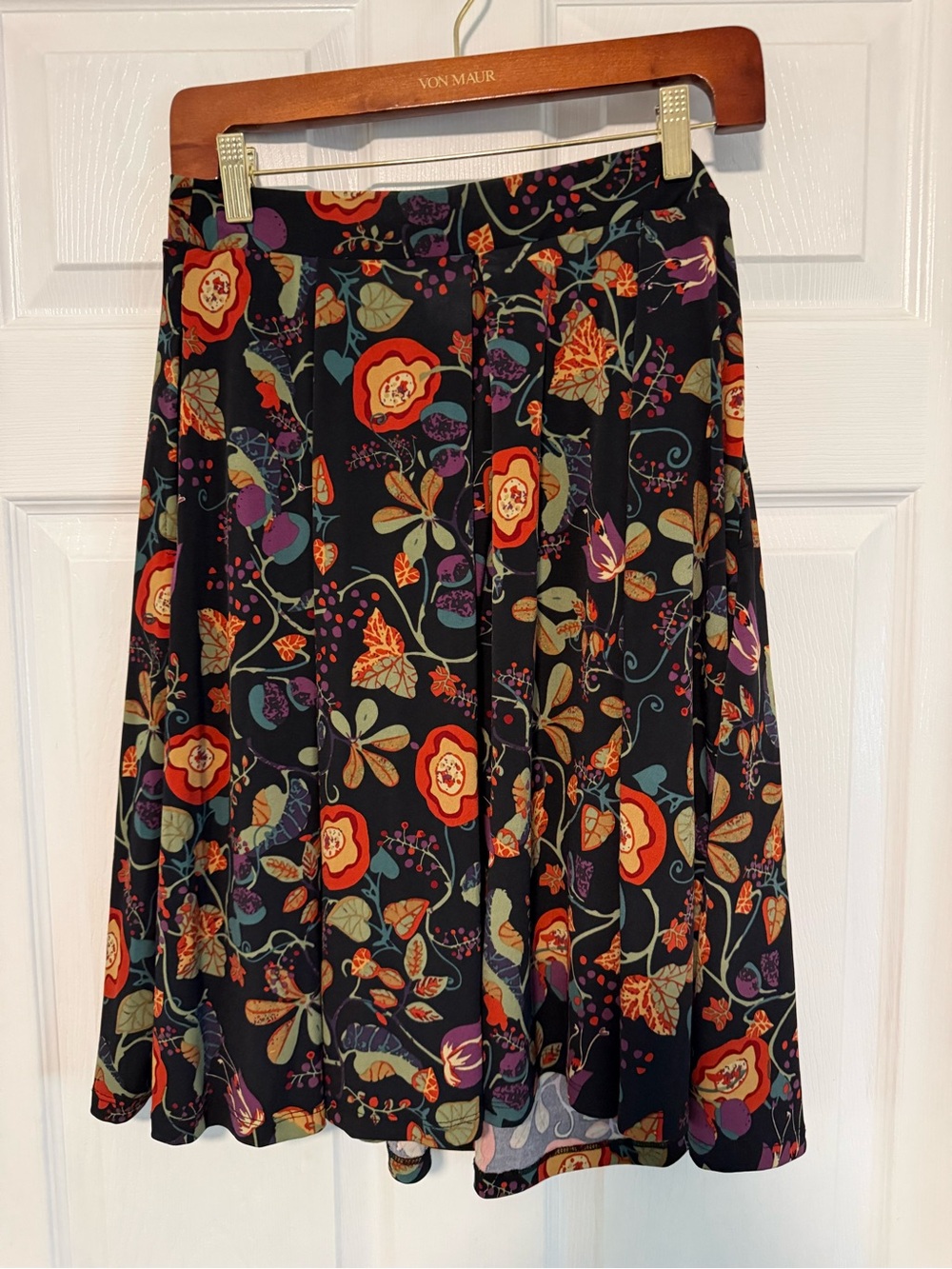 LuLaRoe Black Circle Skirt with Multicolor Floral Print